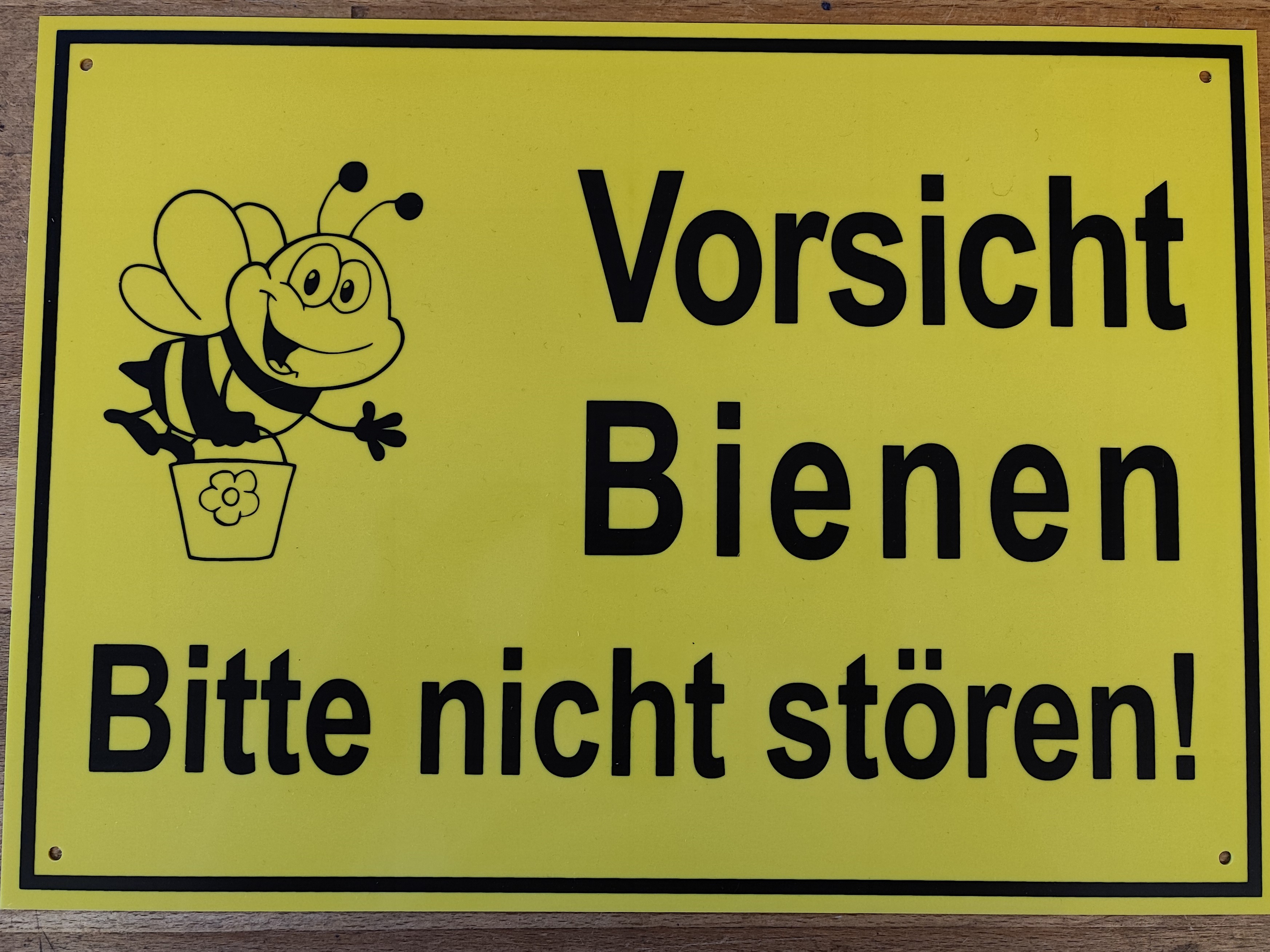 Hinweisschild in gelb: "Vorsicht Bienen - Bitte nicht stören!" 25 cm x 35 cm