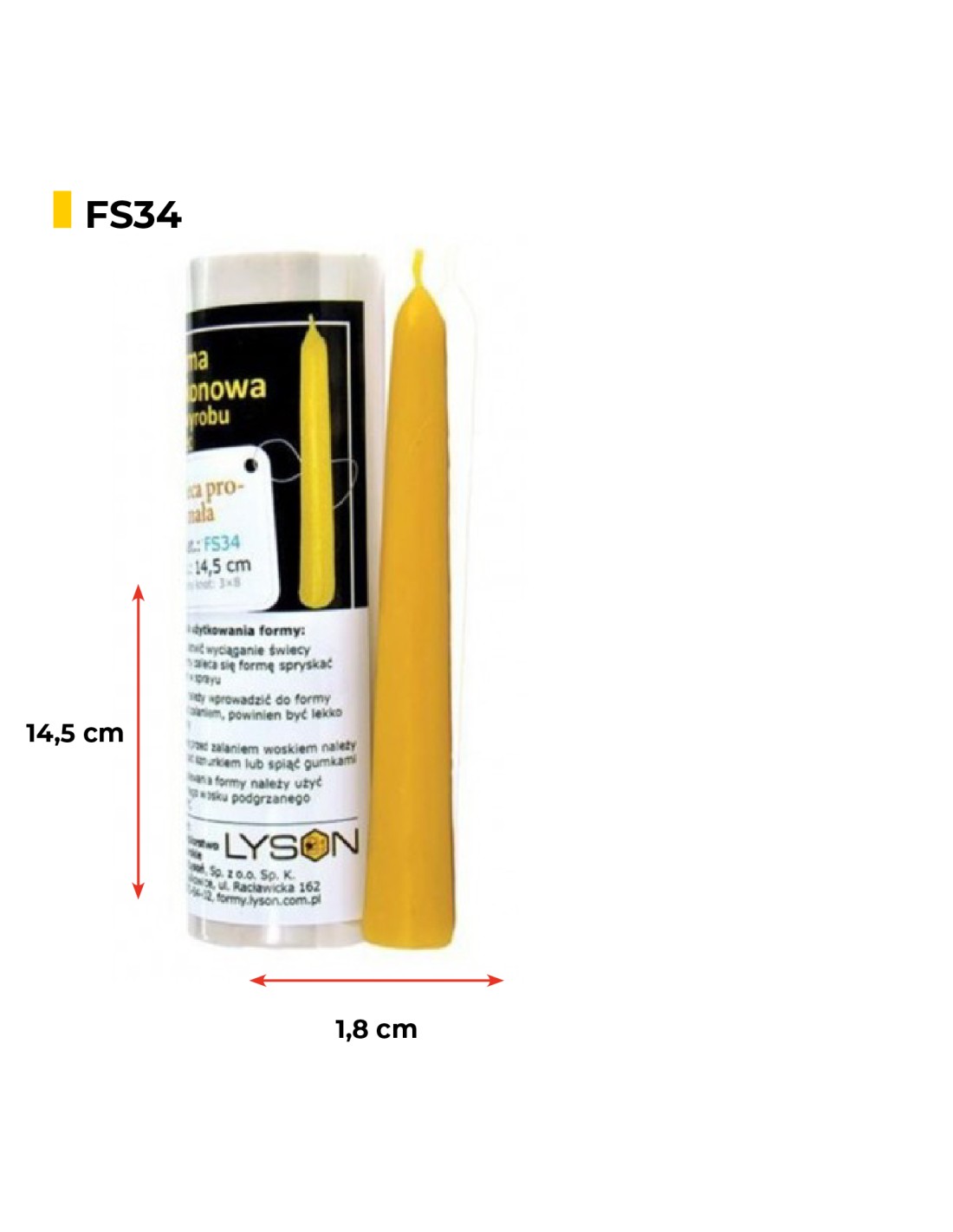 Silikonform Die gerade Kerze, kurz FS34