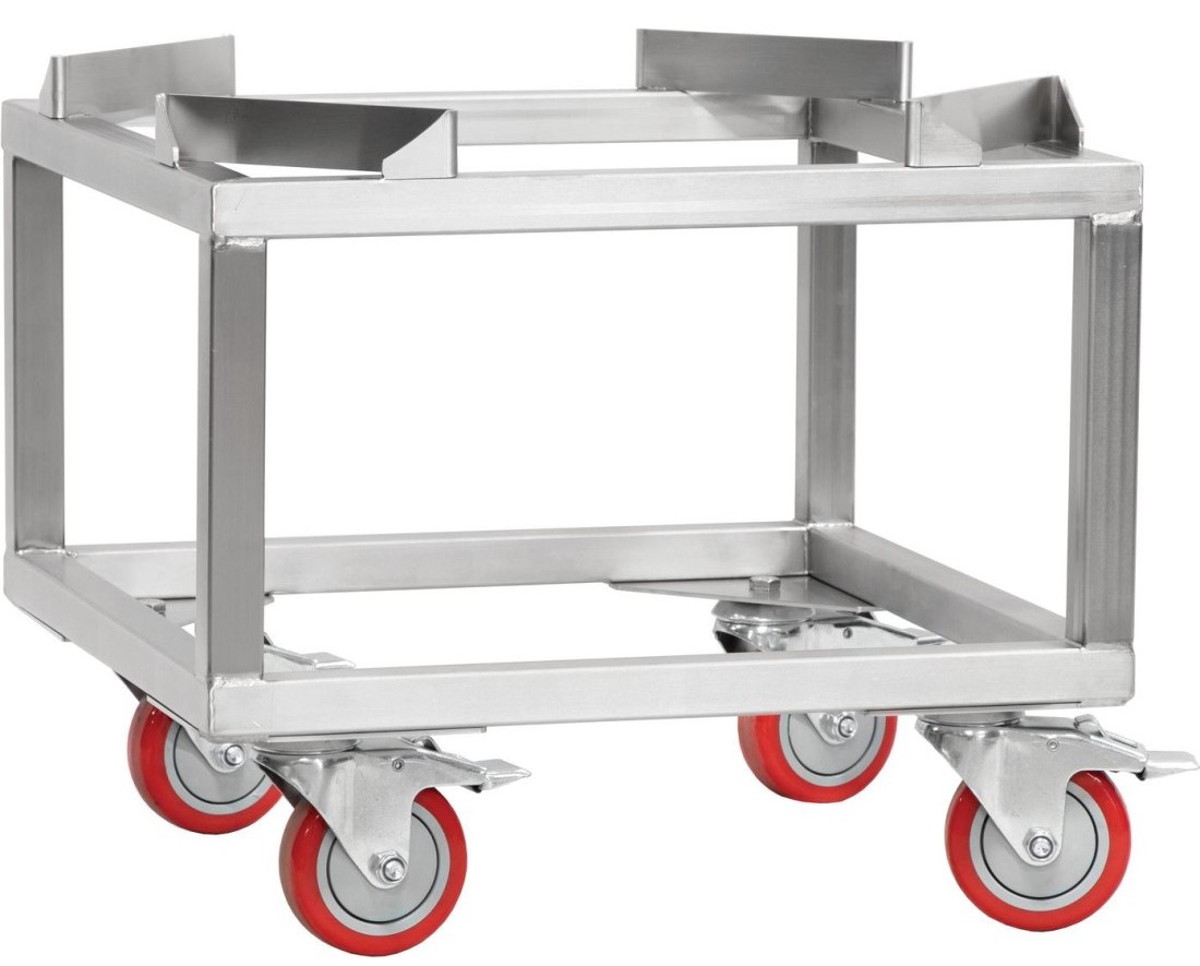 Ständer/Stativ 510 x 510 x 455 mit 4 Rollen für einfachwandige Lyson  Abfüll- und Rührbehälter 100 u. 150 l oder doppelwandige Behälter 50 u. 70 l,