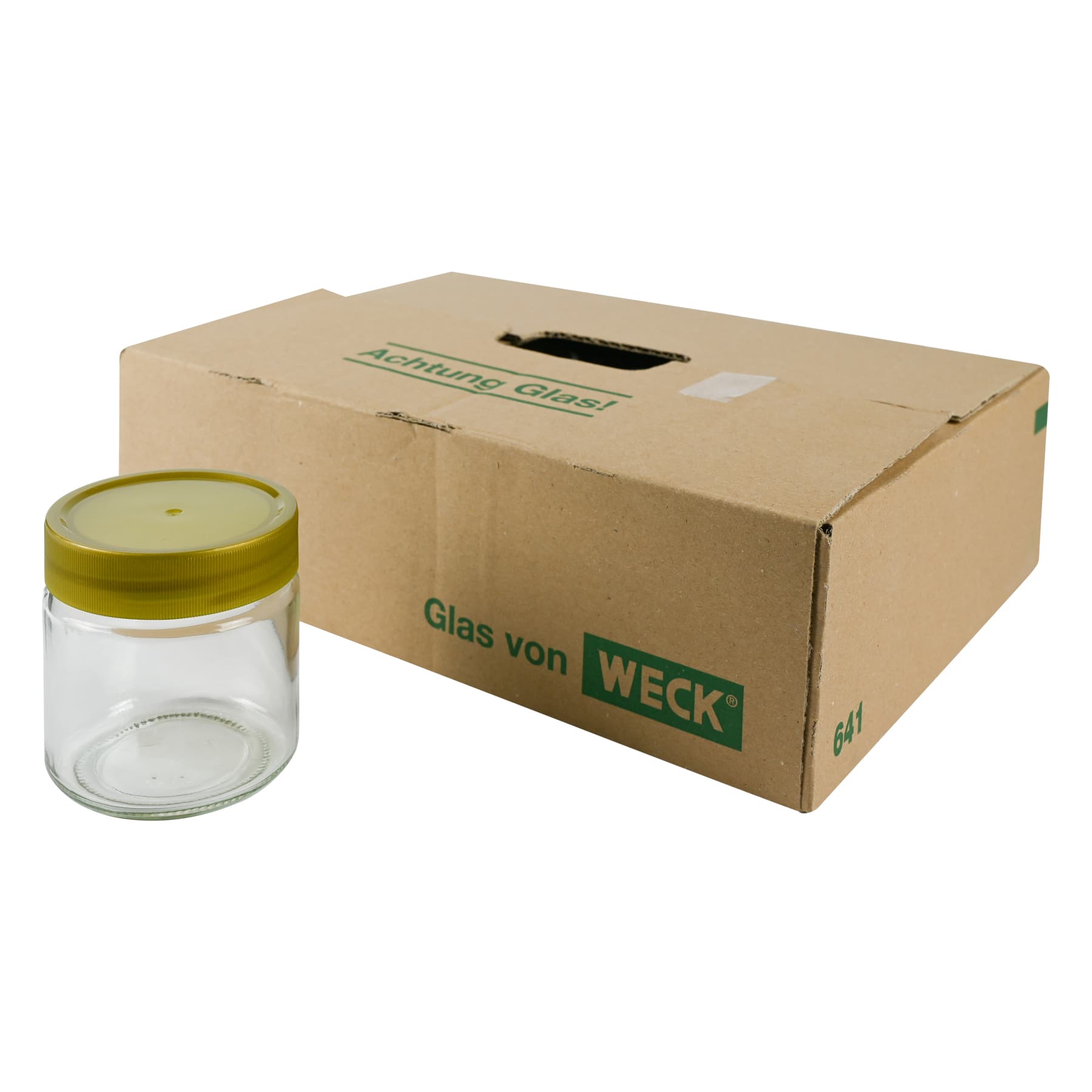 Rundglas 250 g mit Schraubdeckel 68 mm Kunststoff, im Karton nur Selbstabholung, Weck Nr. Artikel 641