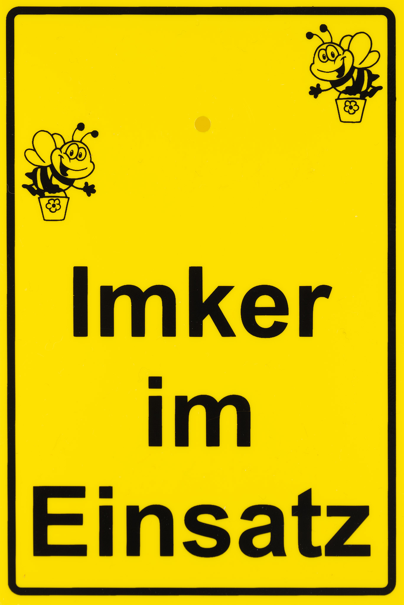 Saugnapfschild "Imker im Einsatz" gelb,  10 x 15 cm