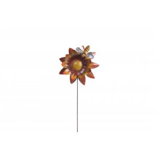 Gartenstecker, Sonnenblume mit Biene, 3- farbig sortiert, 46x14x3 cm